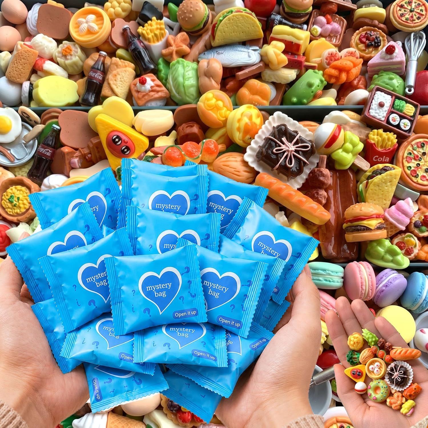 30 Pcs Mini Food Resin Models, Mini Blind Bags with Miniature Food Toy | DIY Resin Mini Mixed Food Toy, Individually Wrapped Dessert Decorative for Stress Relief Fairy Garden DIY Classroom Prizes-image-37
