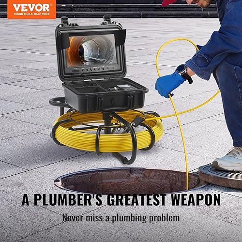 Miniatura 3 de VEVOR Cámara de alcantarillado, 165 pies164.0 ft, cámara de inspección de tuberías de pantalla de 9 pulgadas con función DVR, cámara IP68
