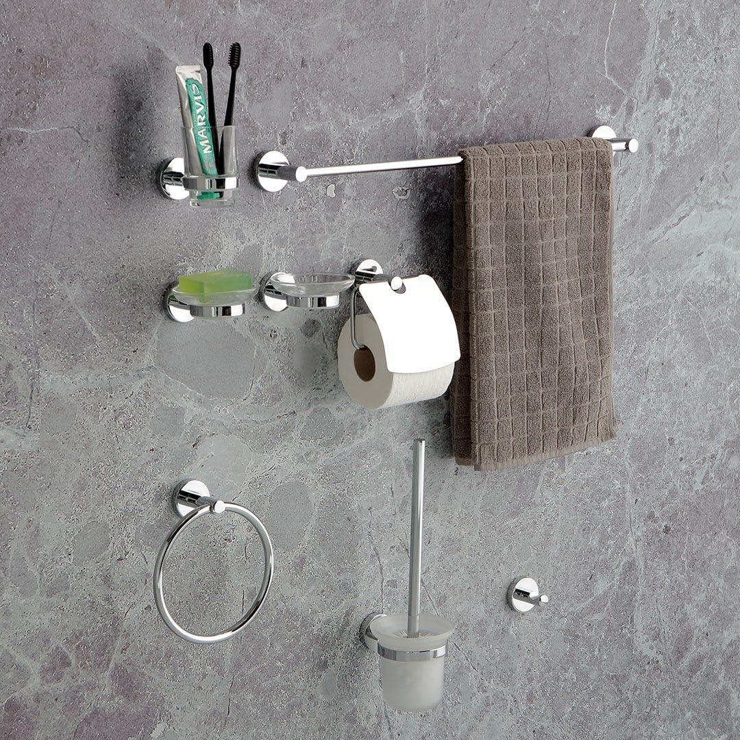 Kiamami Valentina Juego Completo DE 8 Accesorios DE BAÑO CROMADOS | Necessary