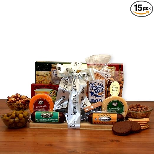 Fathers Day Ultimate Gourmet Nut & Sausage Board Gift Basket