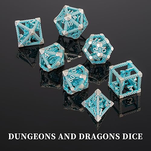Miniatura 47 de D&D - Juego de dados de metal, 7 piezas poliédricos para Calabozos y Dragones, juegos de rol, juegos de mesa, juego de rol Shadowrun – Regalo hueco