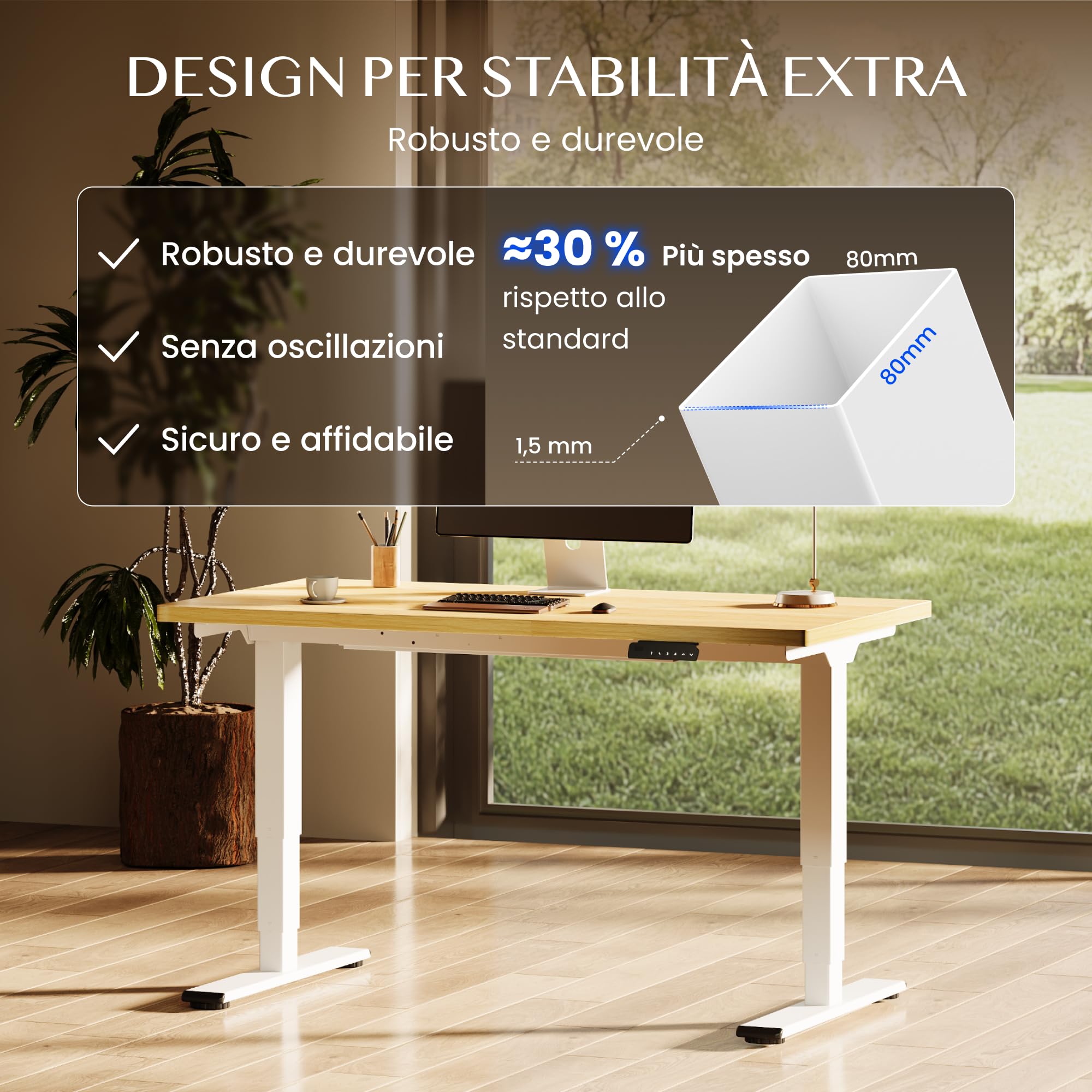 FLEXISPOT Scrivania Regolabile in Altezza Elettrica 160×80 cm con Doppio Motore, Piano Unico da 25 mm, Gambe Telescopiche a 3 Sezioni EC5 LITE