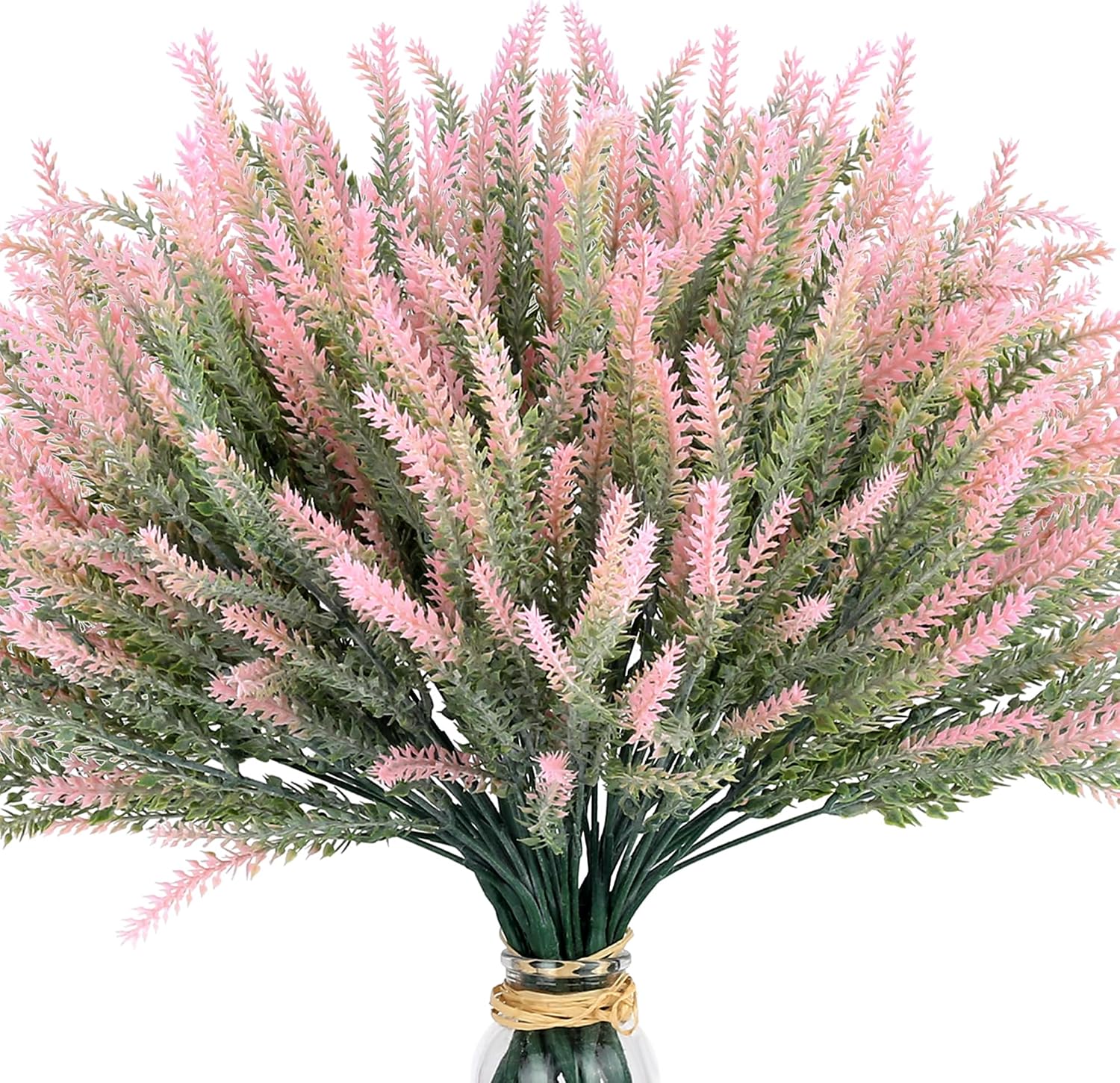 Artificial Flowers for Outdoors UV Resistant, 15 Bundles Fake Flowers Faux Plastic Plants Purple Lavender for Home Office Wedding Garden Porch Window Box Decor