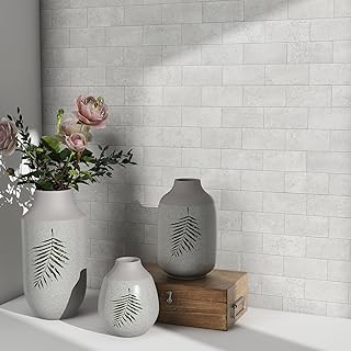 BeNice 3d selbstklebende Wandfliesen Küche Mosaik Fliesen Aufkleber Travertin Stein Effekt Badezimmer Wasserdichte Abziehen und Einfügen(Rauch Grau,10Stück)