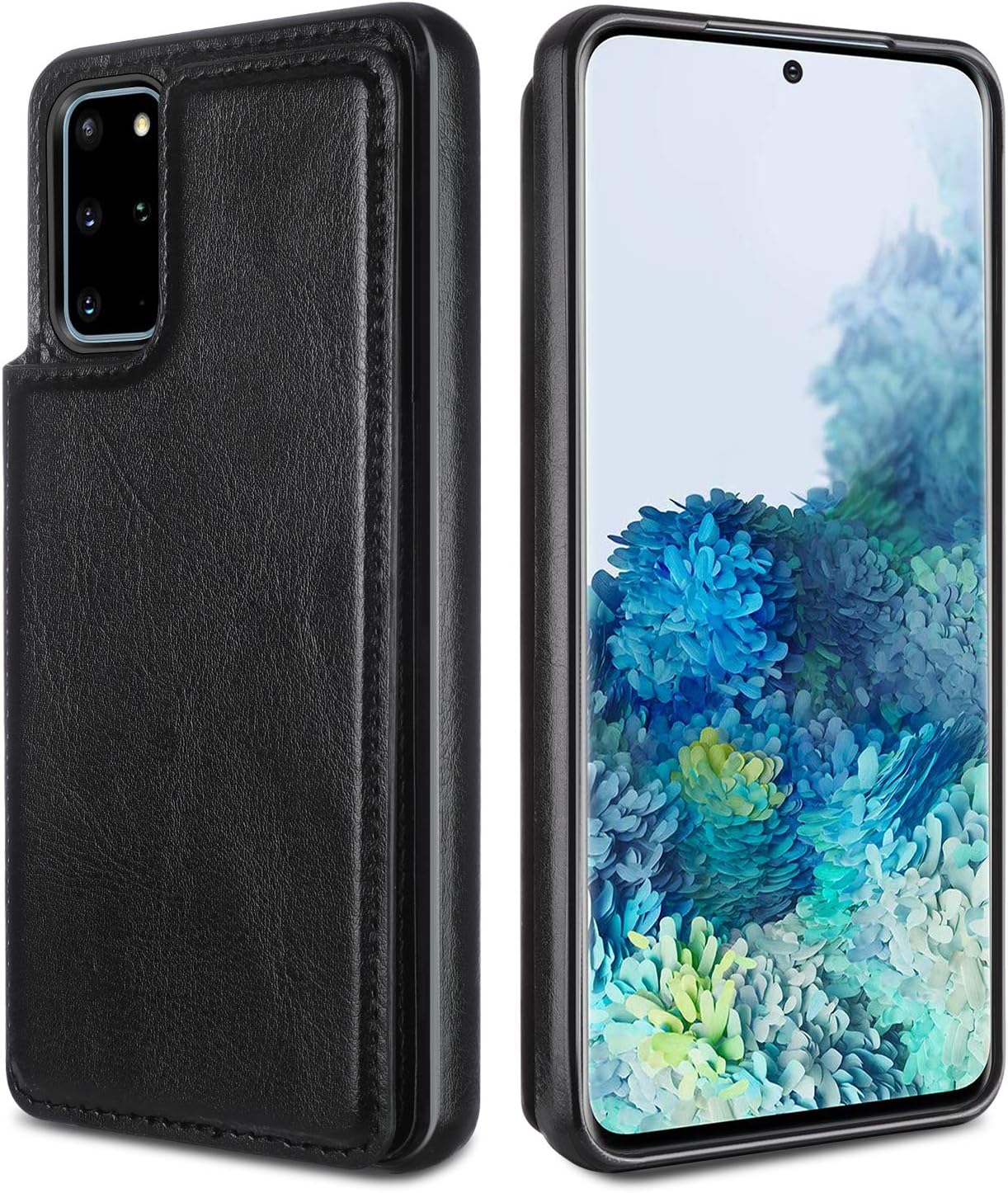 HianDier Wallet Case for Galaxy S20 Plus Slim Protective Case with Credit Card Slot Holder Flip Folio Soft PU Leather Magnetic Closure Cover for Samsung Galaxy S20+ Plus 6.7 Inch, Black