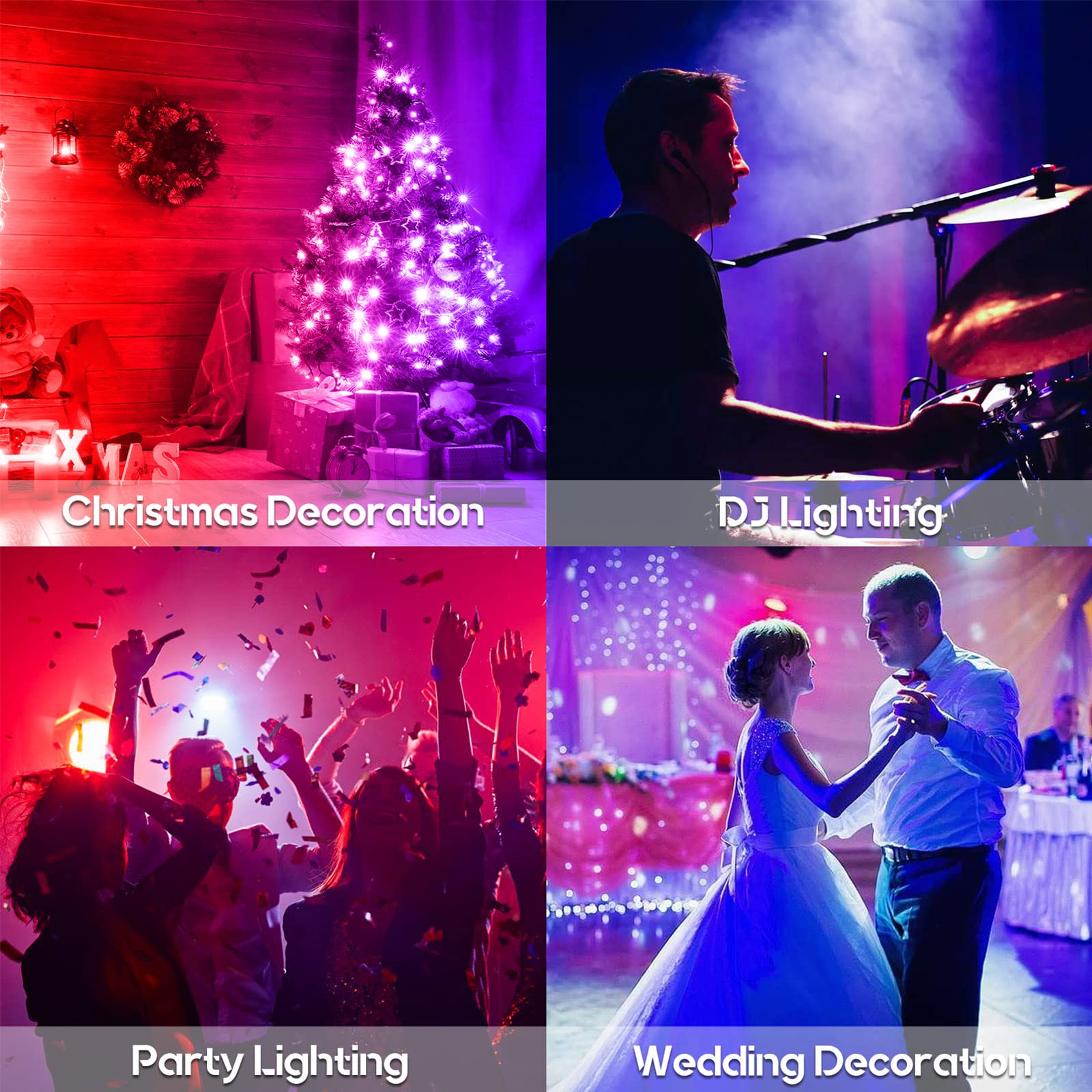 Telbum Luces de DJ con soporte, 4 pares de luces activadas por sonido, paquetes de lavado LED para cabina móvil, iluminación de escenario, concierto, bar, fiesta, boda, iglesia