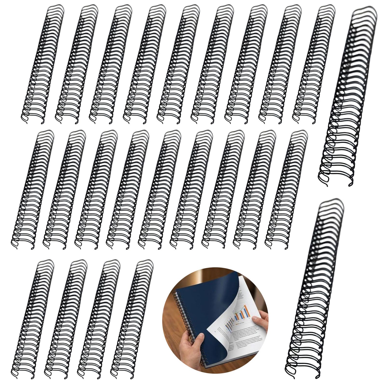 100 dorsi a doppio anello da 1,27 cm, passo 3:1, bobina a doppio filo in metallo per notebook A4 da 100 fogli, forniture per rilegatura riutilizzabili, 34 fori