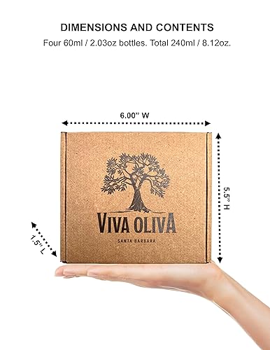 Miniatura 4 de Viva Oliva Juego de regalo variado de aceite gourmet, cuatro botellas de 2 onzas líquidas, aceite de trufa blanca, aceite de trufa negra, aceite de