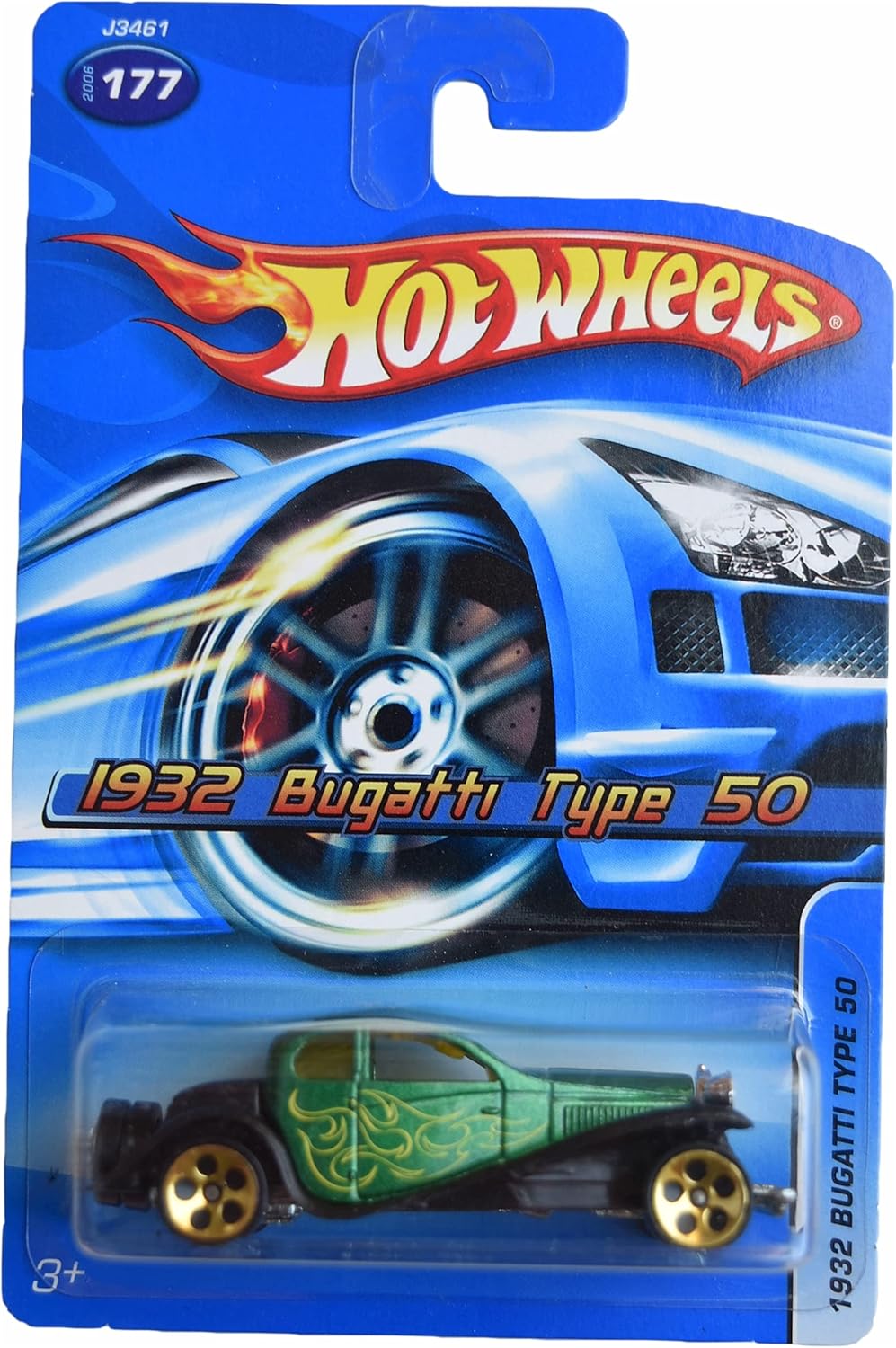 Hot Wheels 1932 Bugatti Type 50 Car, Green, 5 x 7 x 2 Inches, 1:64 Scale Die Cast, Kid, Unisex, Children