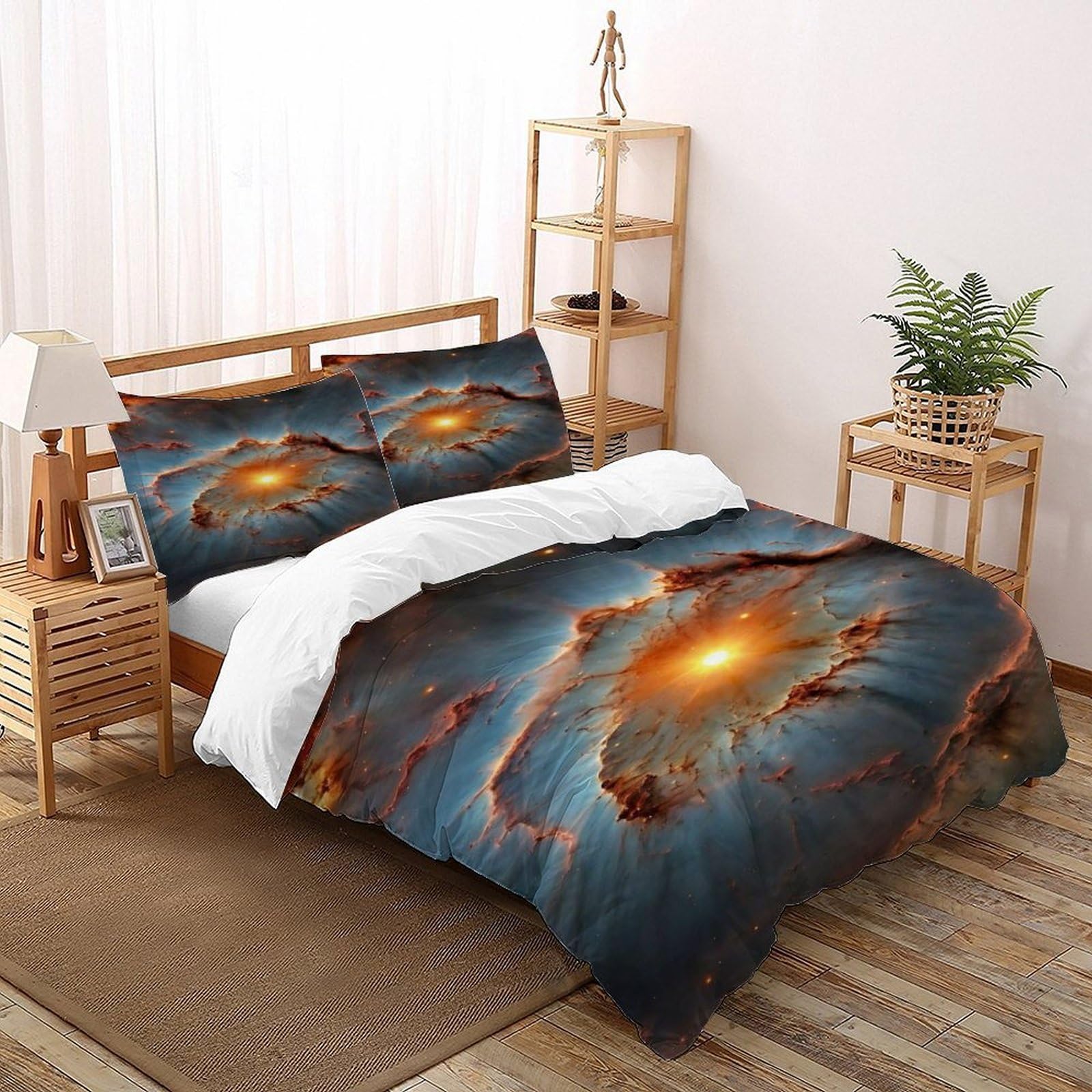 Nebula Star Bedding Set Theme Bedspread Space Theme Duvet Cover Set Chic Breathable Comforter Cover for Boys&Girls with Pillowcase Super King（260x220cm）