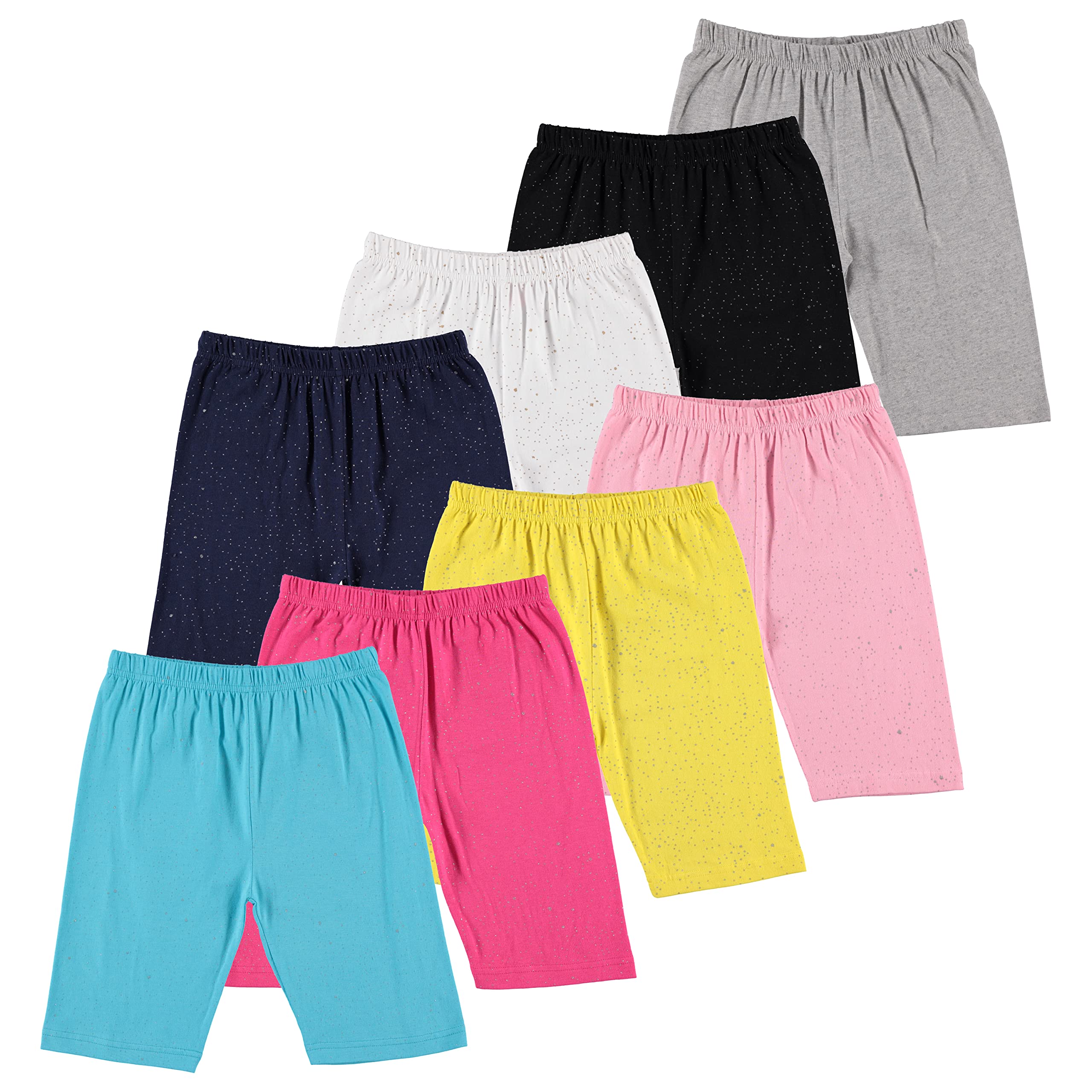 Pink Angel 8-Pack Girls Bike Shorts – Breathable Cotton Spandex for Comfort All Day – Perfect for School, Play &amp; Layering