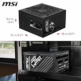 MSI MPG A1000GS PCIE5 Power Supply, 1000W, 80 Plus Gold, ATX 3.1, PCIe 5.1 GPU Support, Dual Native 12V-2x6, Cable with Two Tone 12V-2x6 Ports, ATX Power Supply, Modular Cables - 6