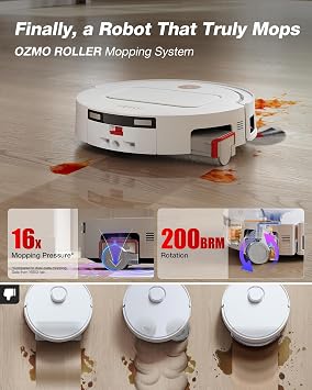 Yeedi M14 Plus Robot Vacuum and Mop with All-in-One Station, 18000Pa, OZMO Roller Instant Self-Washing Mopping, 167F Hot Water Mop Washing & Self-Drying, ZeroTangle 3.0, Self-Emptying, White