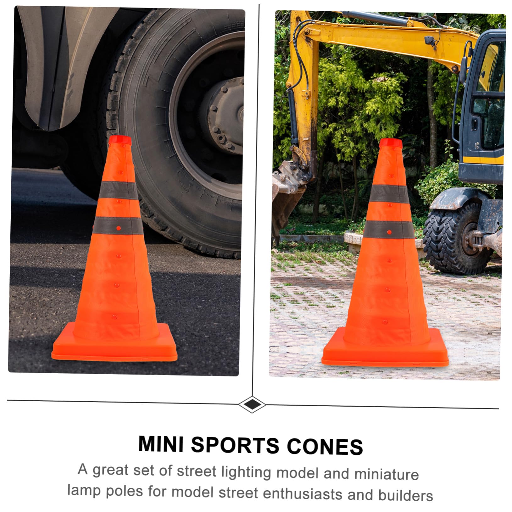 Cône de Signalisation Routière Pliable 45cm, Lot de 2, PP