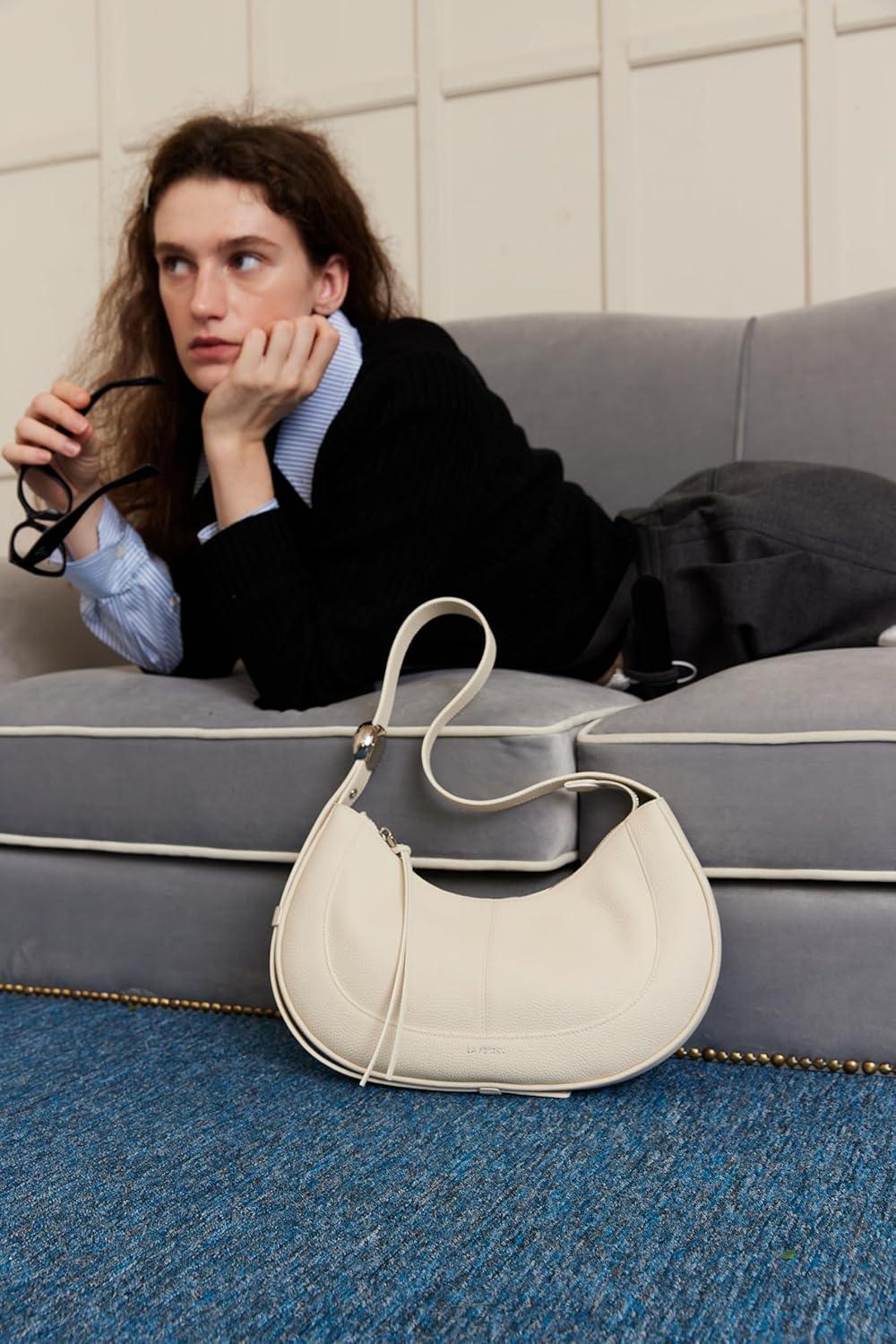 LA'FESTIN Leather Purse Bags For Women: Black Shoulder Handbags Crossbody Bag