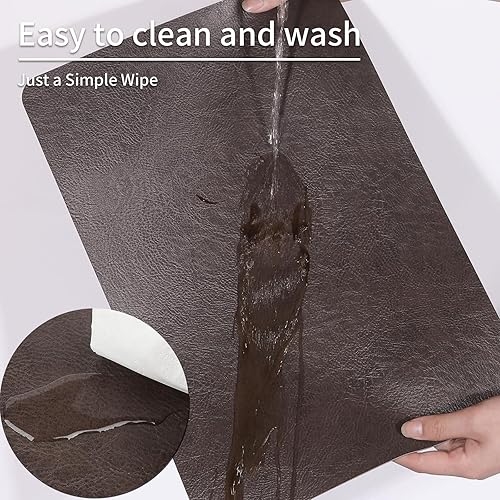 Miniatura 4 de Juego de 4 manteles individuales de piel sintética con patrón de piel de vaca, resistentes al calor, antideslizantes, impermeables, lavables, para