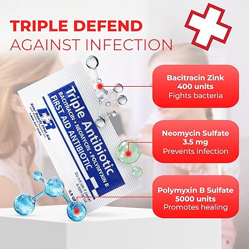 Miniatura 3 de Triple Antibiótico Ungüento .0.32 oz Paquetes – Crema de primeros auxilios para la prevención de infecciones – Neomicina, Bacitracina, Polimixina B