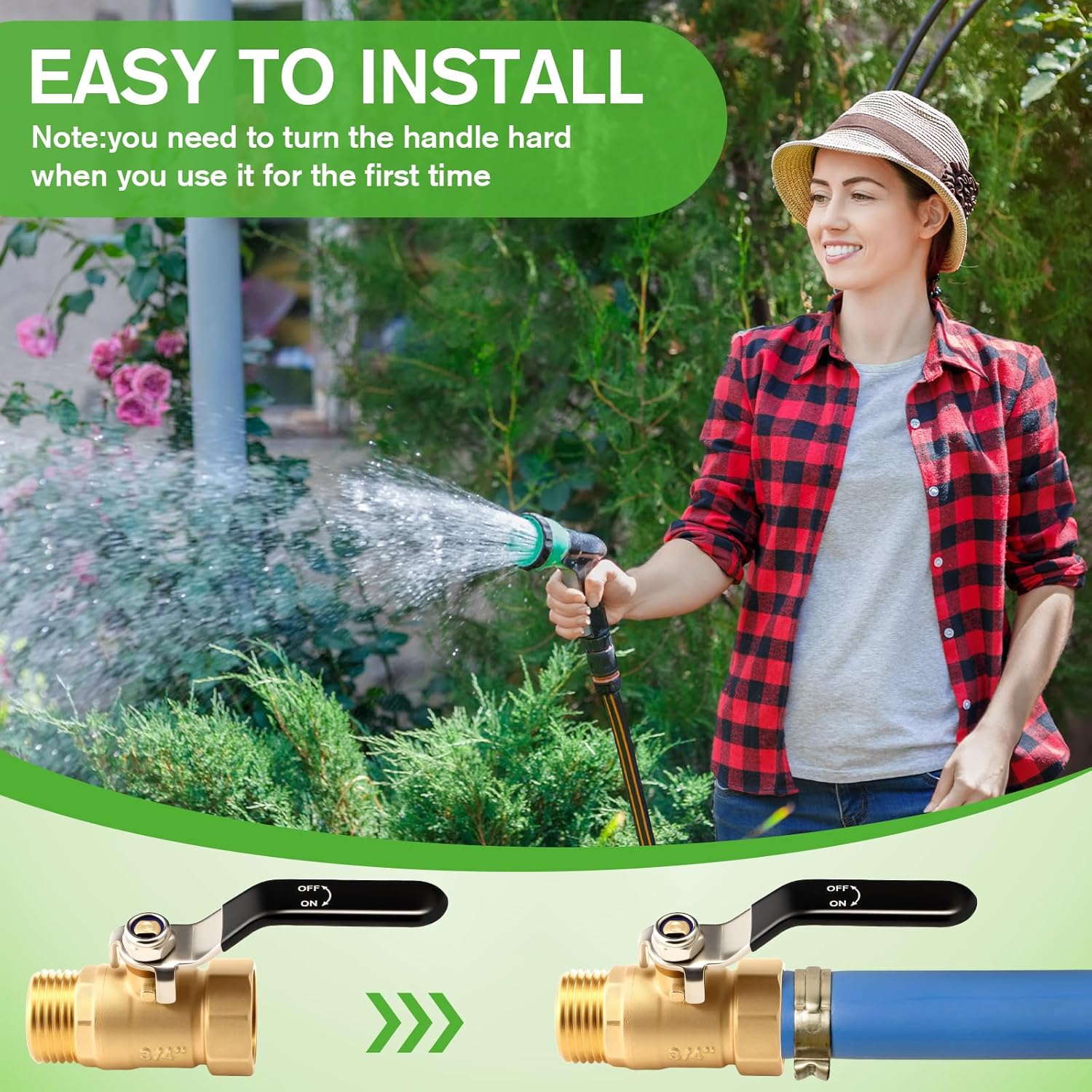 MorningRo 3 Pack Garden Hose Shut Off Valve, Heavy Duty 3/4" GHT Water Hose Valve with Wrench, Leak-Proof Design, Adjustable Flow Regulation for Garden, Lawn, and Irrigation Systems (Black,2.48in)