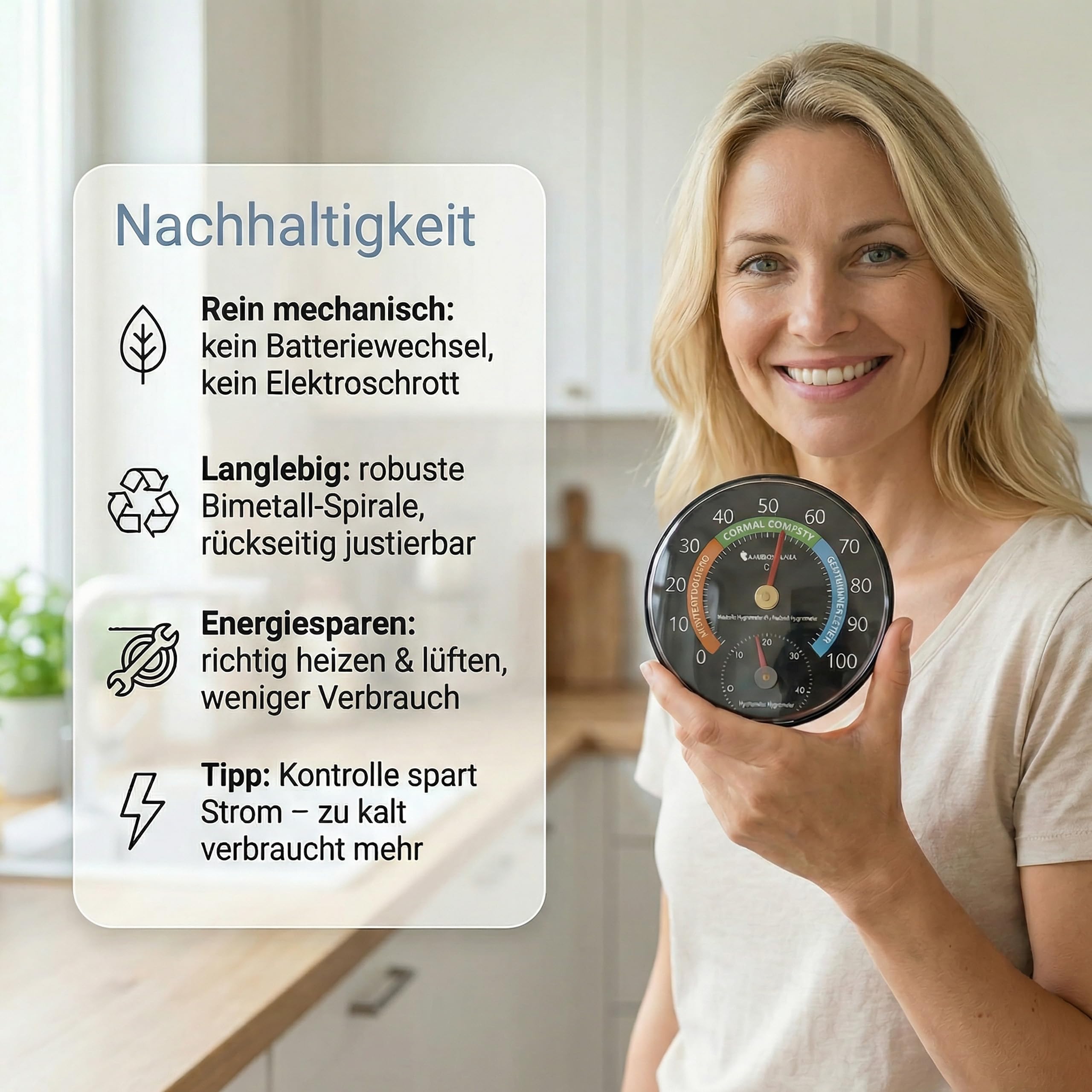 Lantelme 4 Stück Kombi Hygrometer und Thermometer Set | Analog für Innenräume | Luftfeuchtigkeits- und Temperaturmesser für Zimmer Landwirtschaft Gewächshaus | Unterstützt ein gesundes Raumklima