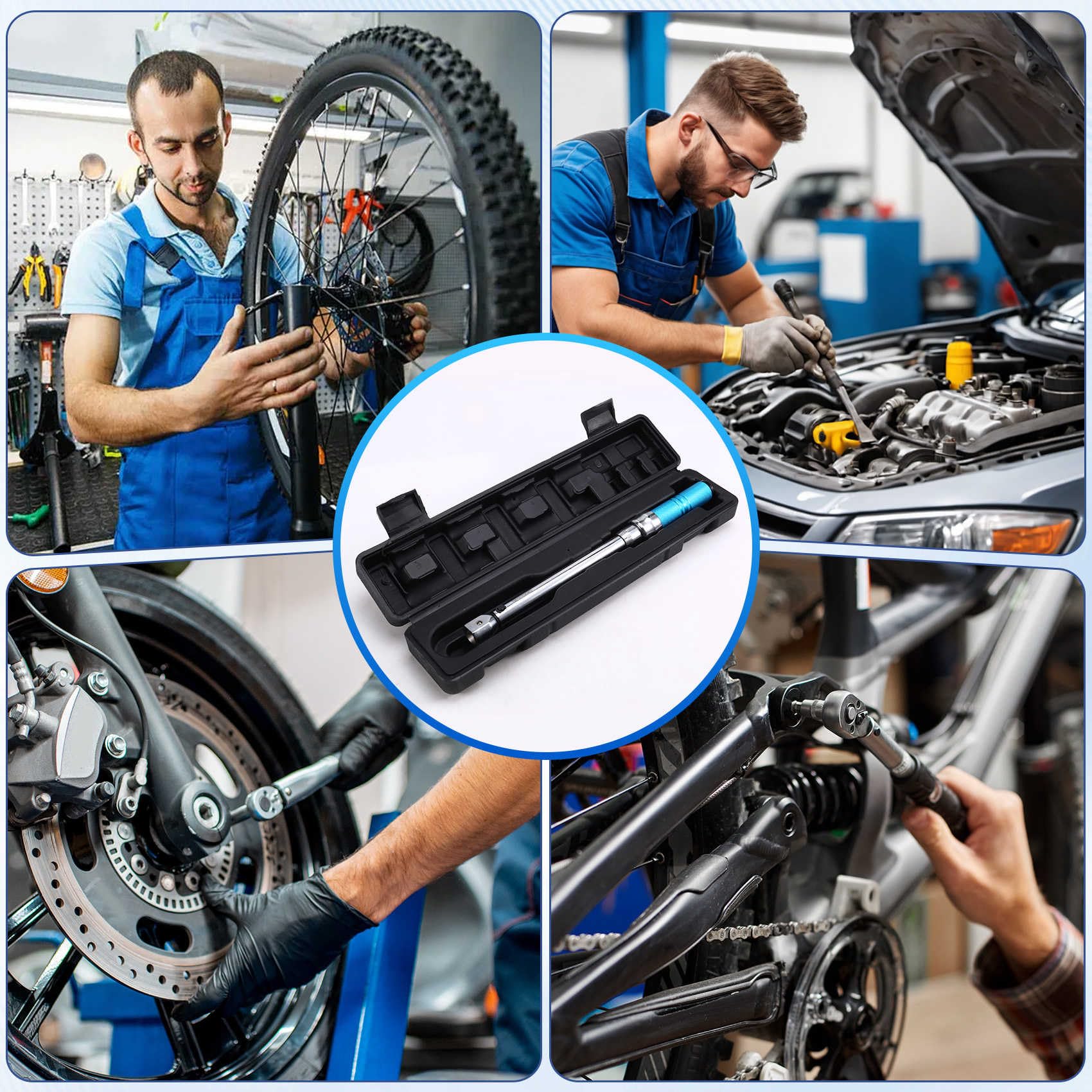 Clé Dynamométrique Interchangeable 5-60 Nm 9x12 mm à Entraînement Carré Précision 3% Clé de Réparation et D'Entretien de Voiture