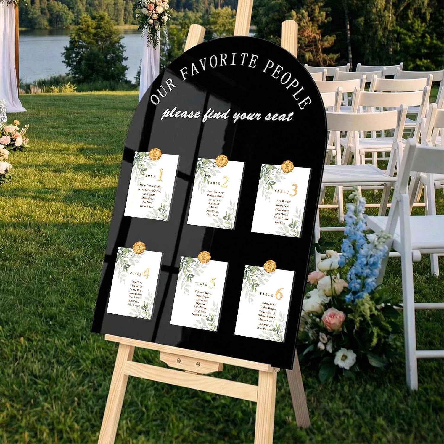 Yousoontic 1 Sets Wedding Seating Chart Board Display 24x18 Acrylic Welcome Please Find Your Seat Sign Black Wedding Party Signs for Ceremony and Reception Display Decor