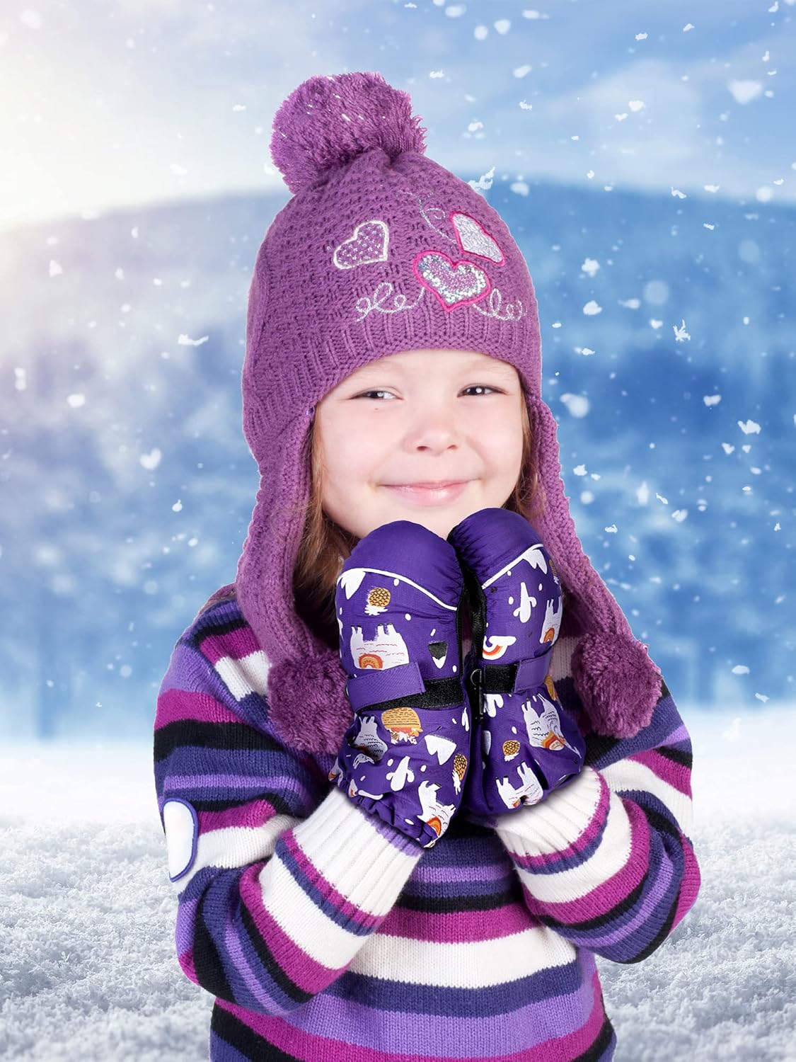 Kids Waterproof Mittens Gloves Winter Snow Ski Warm Mittens Glove for Boys Girls Toddler Outdoor Activities (Purple, Green, Peacock Blue,3-6 Years) : Clothing, Shoes & Jewelry