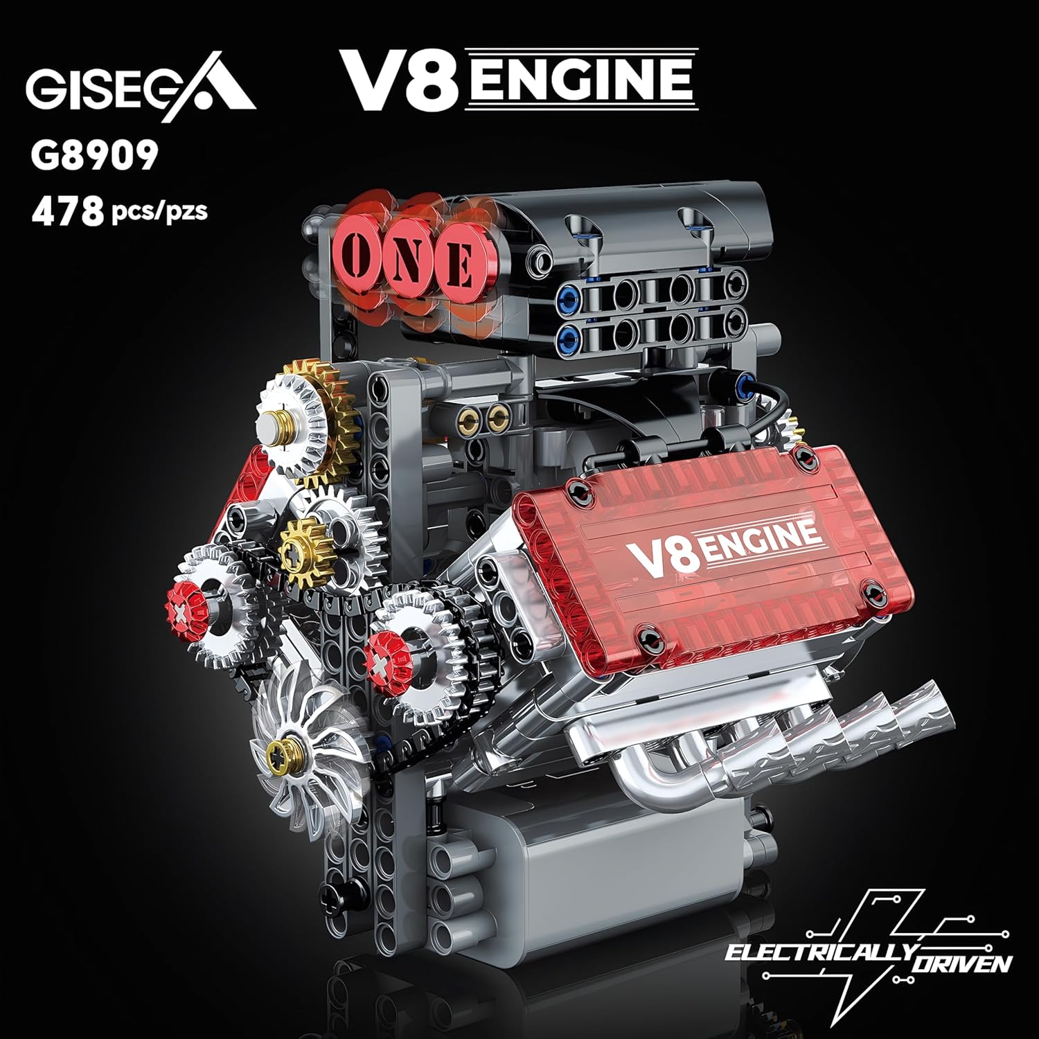 Working V8 Engine Model Kit for Adults & Teens - Advanced Mini Engine Building Set with Electric Motor, STEM DIY Hobby Mechanic Toy, Collector-Grade Quality (Off Road V8 Engine)