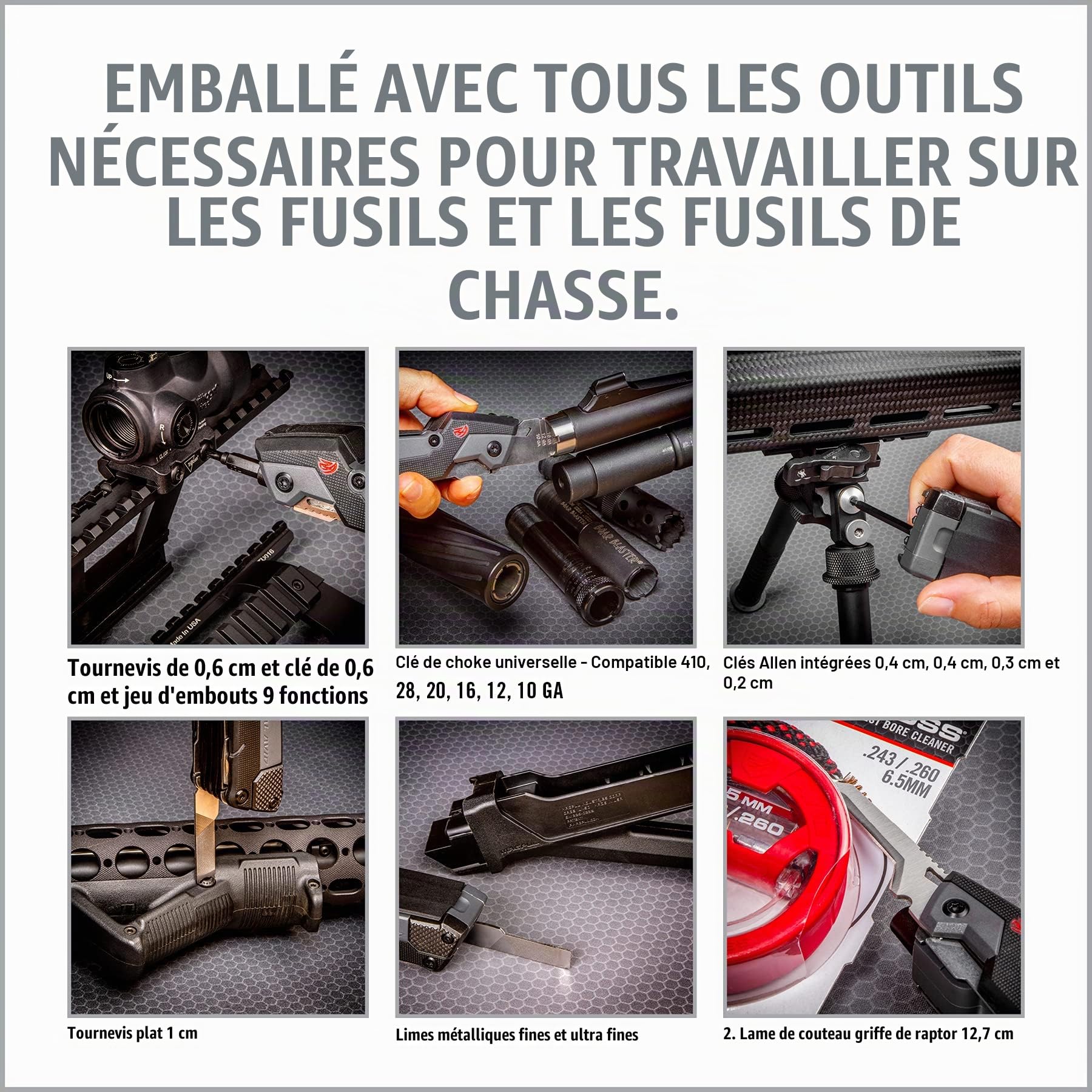 Real Avid Pro Gun Tool - Outil Multi-Fonction pour Carabine/Arme de Poing/Fusil/AR15/AK47