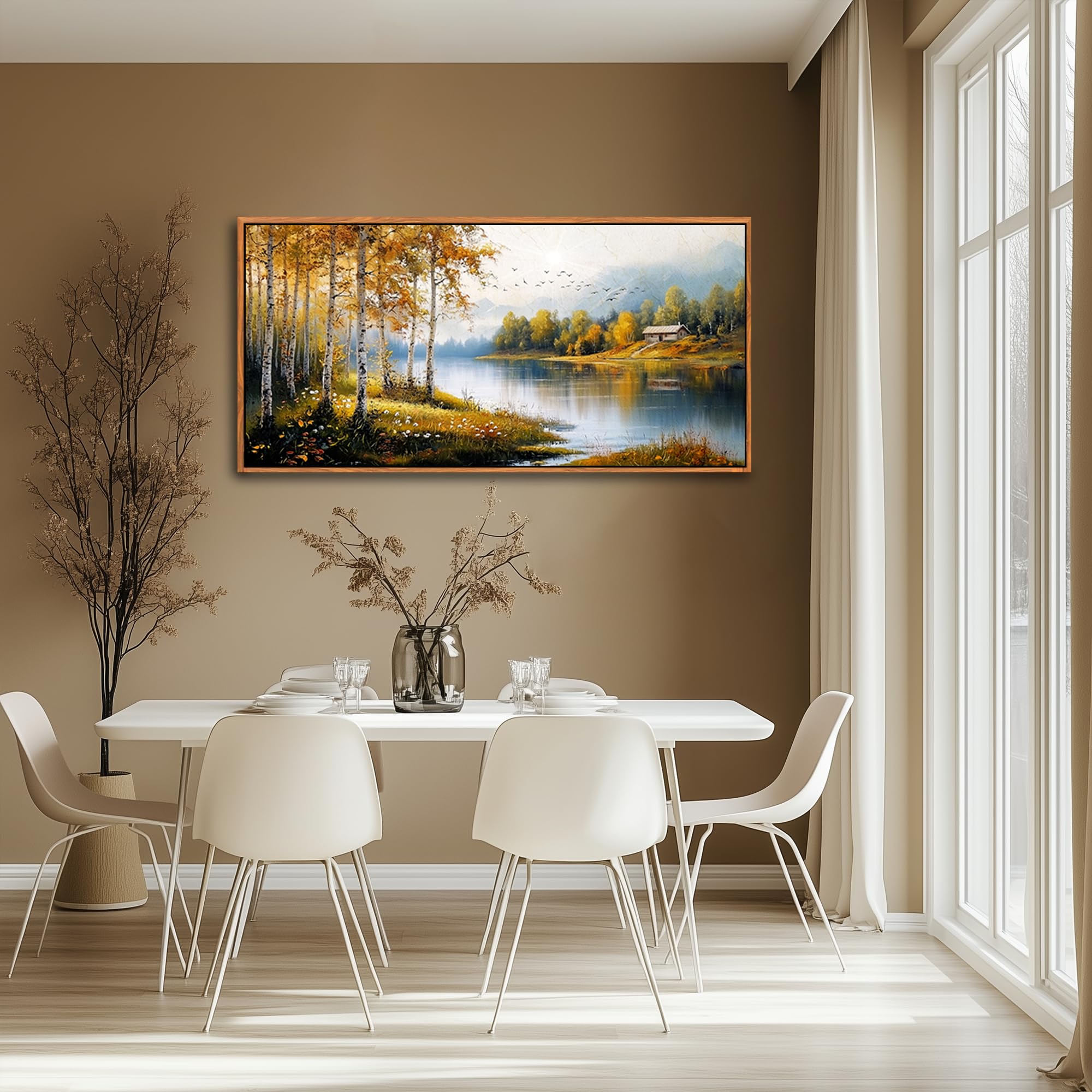 hyidecorart Quadro con Cornice Moderni Naturale Foresta Soggiorno 73x146 cm