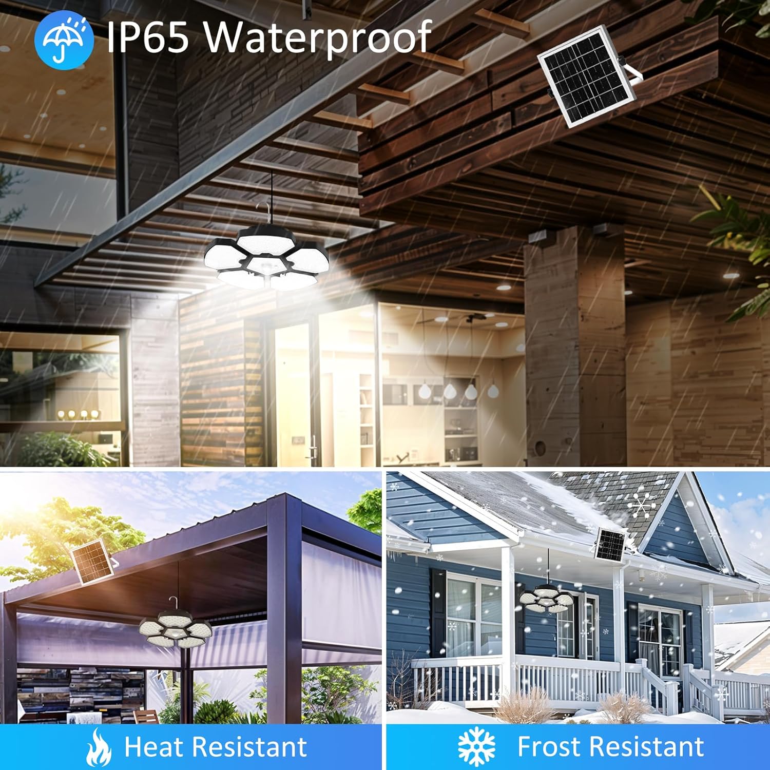 Solar Shed Light Motion Sensor Lights Outdoor IP65 Waterproof with Remote Control, Solar Powered Pendant Light Indoor with 5+1 Panels for Garden, Gazebo, Chicken Coop, Patio, Balcony, Barn