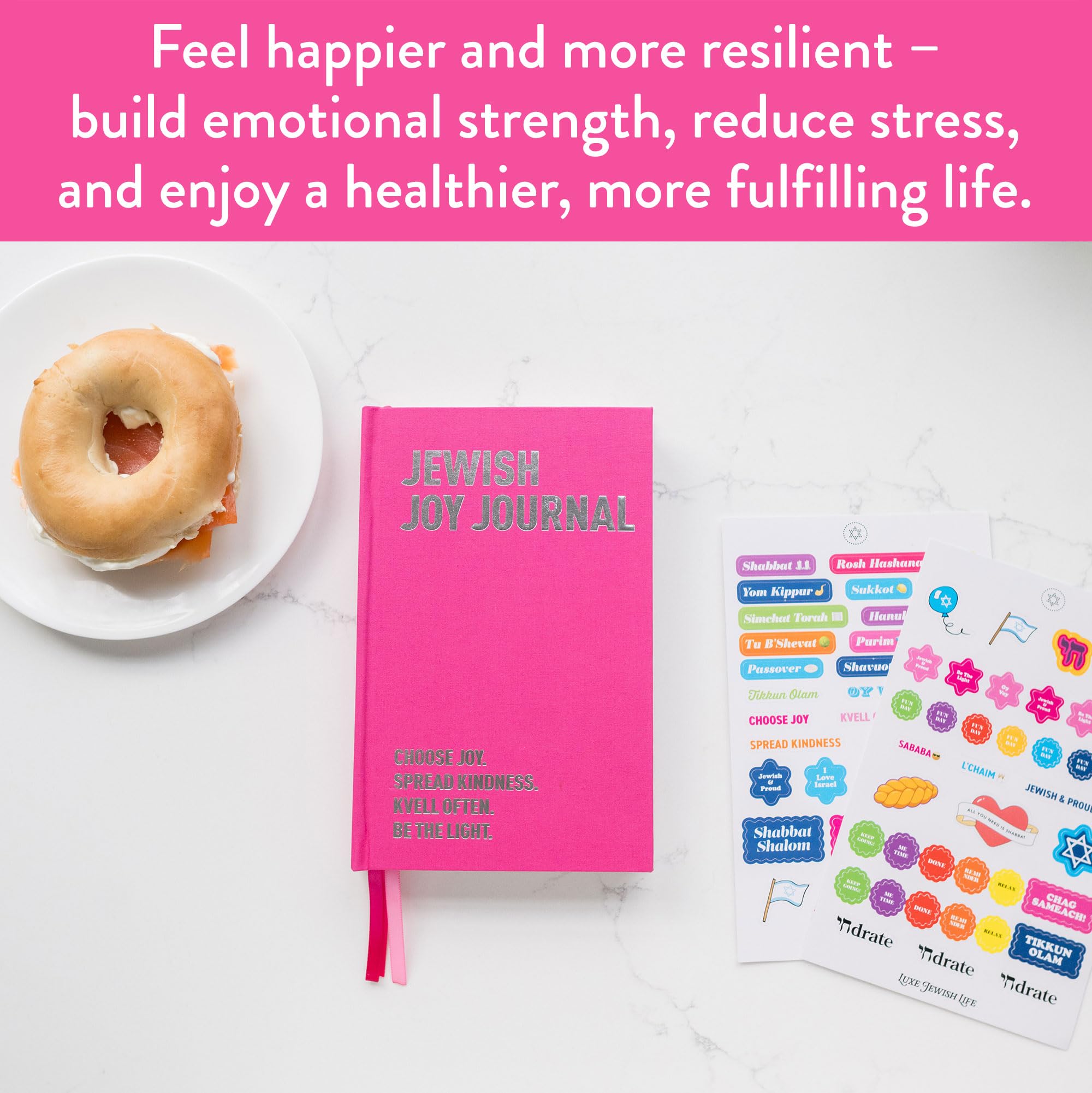 Journal de joie juive – Journal quotidien de gratitude pour les femmes juives | Invitations guidées pour le bonheur, la pleine conscience et la réflexion | Livre juif | Planificateur de vie non daté