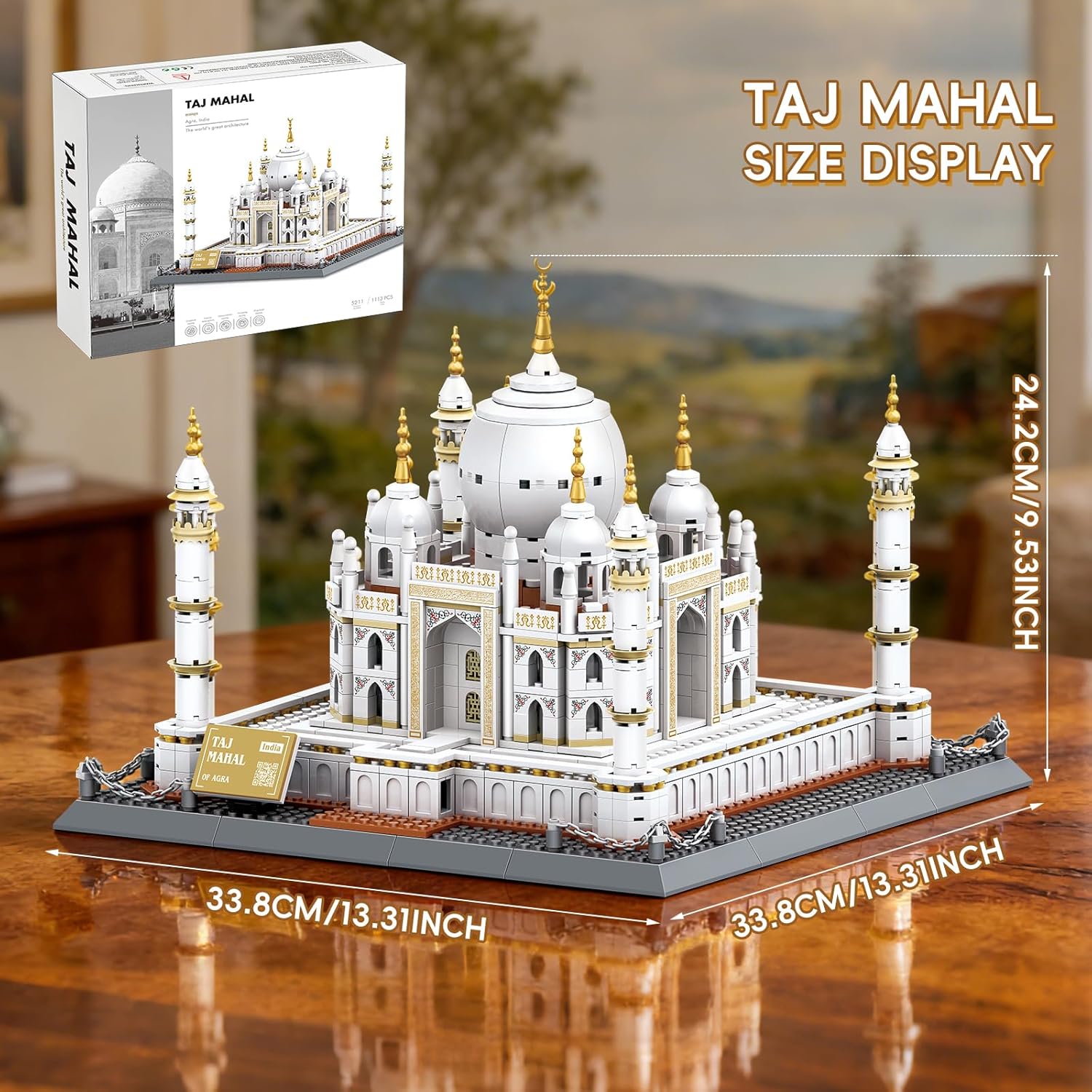Taj Mahal Building Block Set 1113 Pieces Large World Wonder Architecture Model India Landmark Souvenir with Golden Finials & Nameplate Gift for Adults Teens