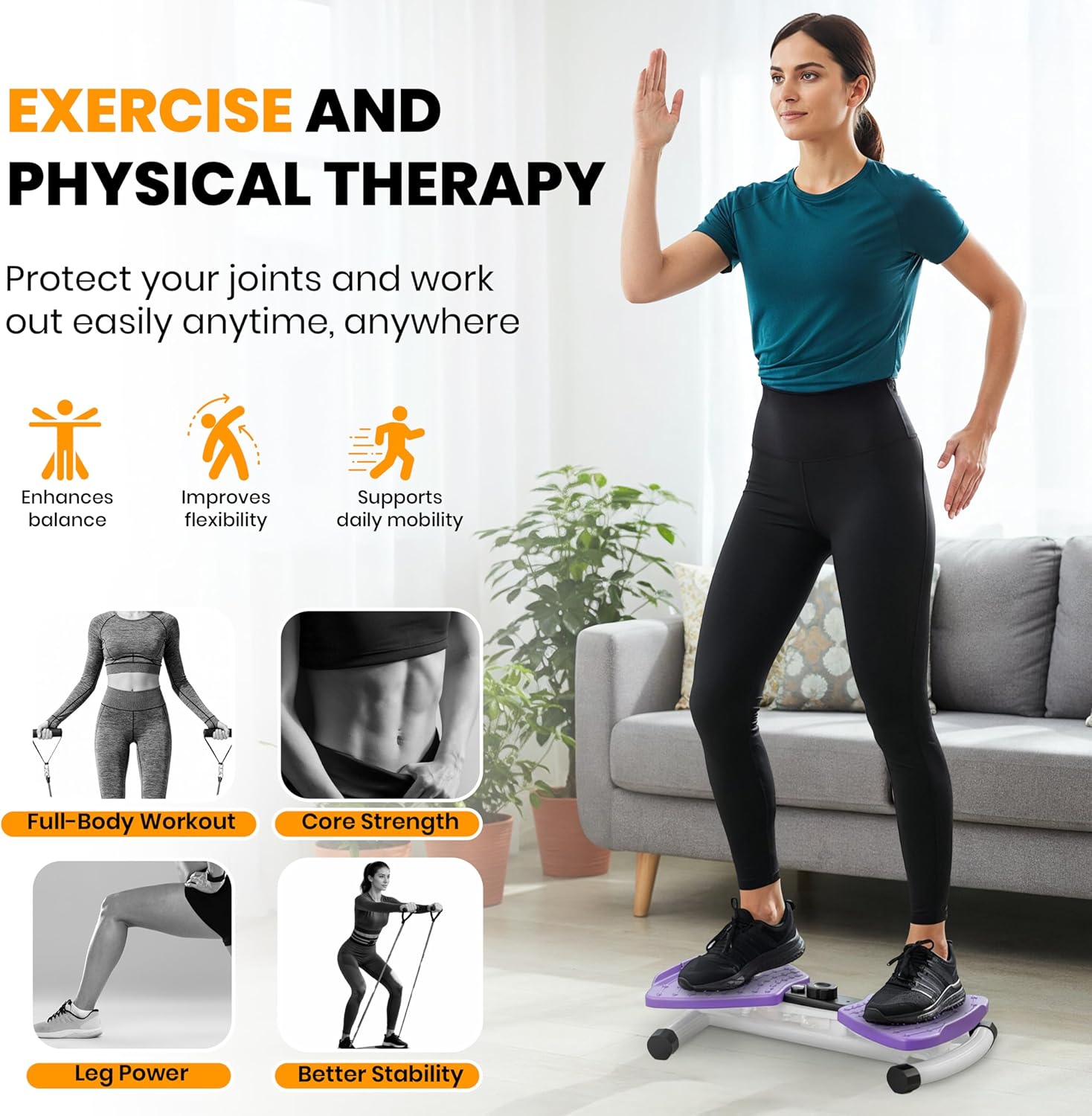 Ronai Waist Twister Machine With Resistance Bands – Adjustab...