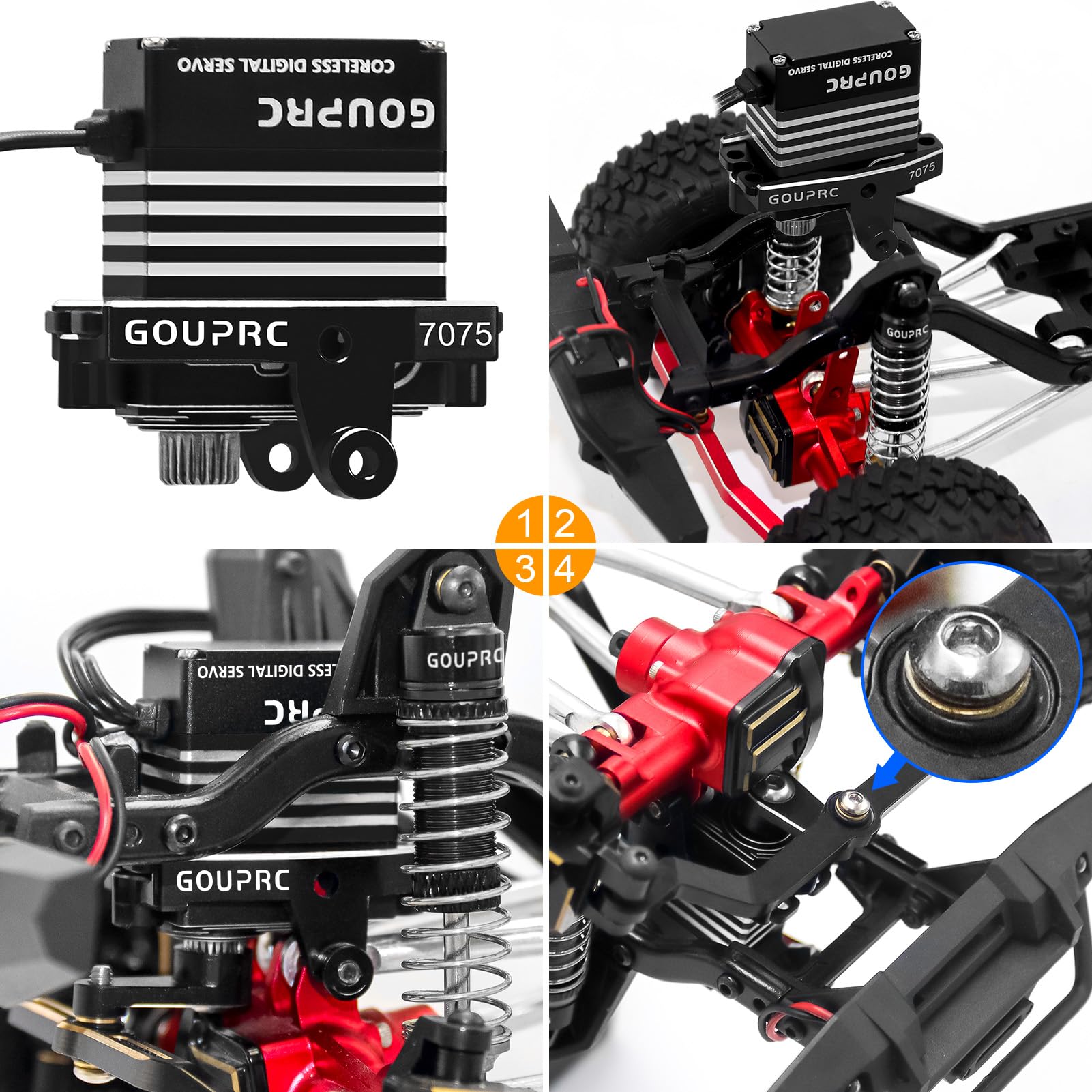 Servo de moteur sans noyau en métal 9 kg à couple élevé avec support de montage et bras et pour servo 1/18 TRX4M Servo RC Car Upgrade Parts (Noir)