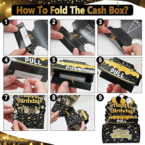 Miniatura 2 de GZDUCK Caja de dinero de cumpleaños para regalo en efectivo, cajas de regalo para dinero en efectivo con extracción para cumpleaños, fiesta de