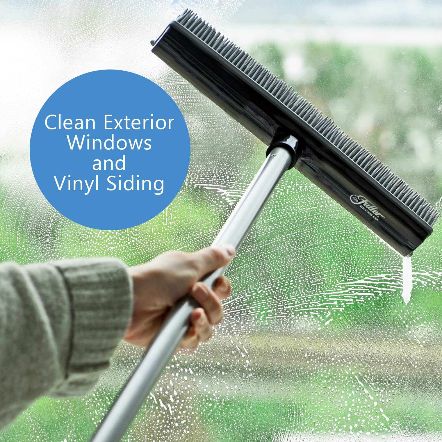 Fuller Brush Escoba de goma con mango ajustable, para alfombras, suelos, escaleras, tapicería, acción electrostática, elimina las partículas de pelusa de pelo de mascotas, pelusa y suciedad, escobilla