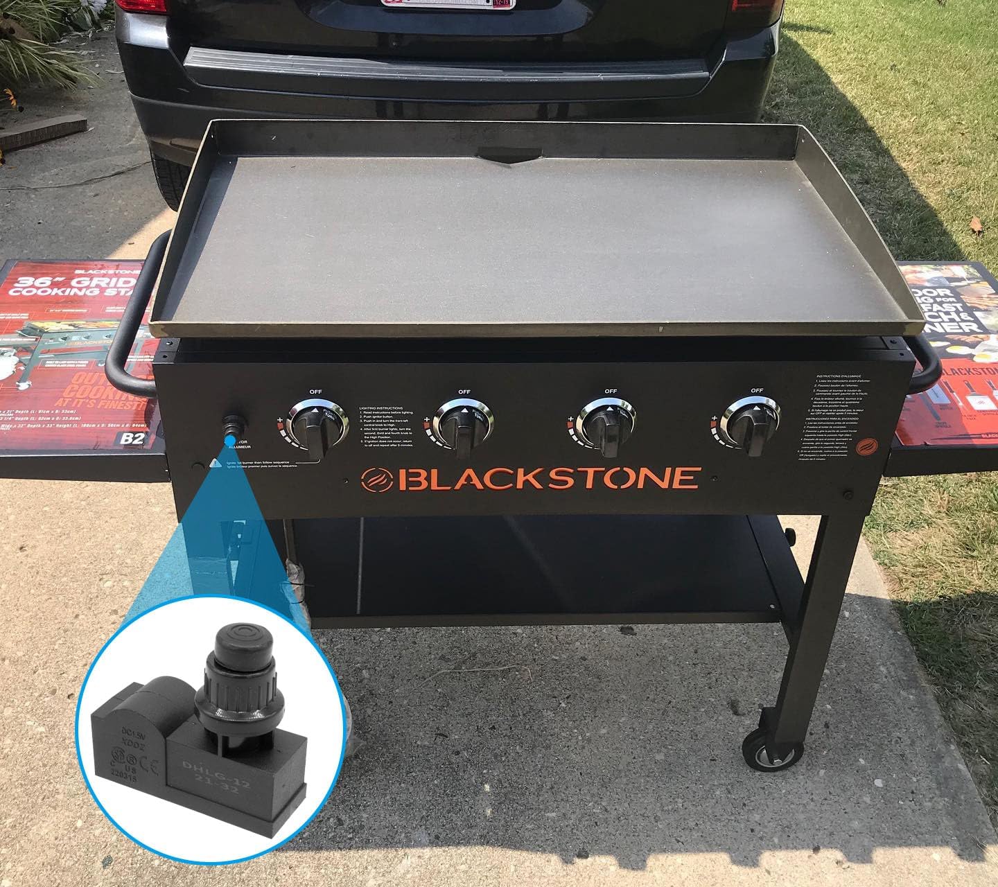 Burner Tube Set with Grill Igniter Kit and Burner Valve for Blackstone 36 Inch Flat Top Griddle,Replacement Parts for Blackstone 36-inch Grill Accessories