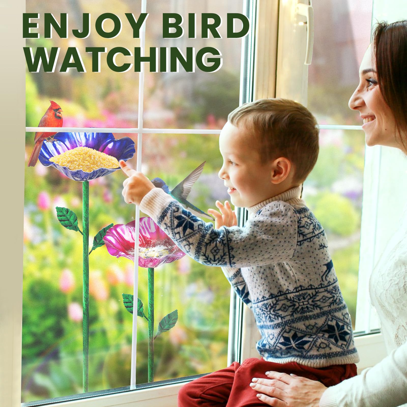 Baños de metal para pájaros para exteriores, baño de pájaros de jardín y comederos para pájaros con estaca de metal, comedero de colibrí para decoración de césped al aire libre (5 piezas)