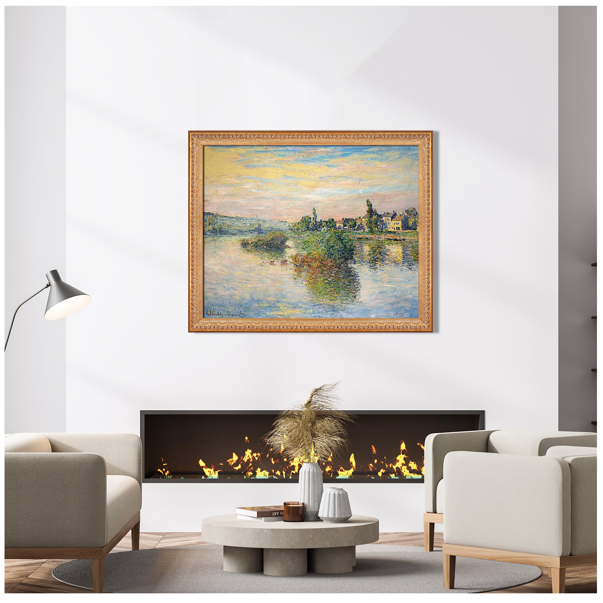 Amazon.com: Banks of the Seine at Lavacourt by Claude Monet Framed