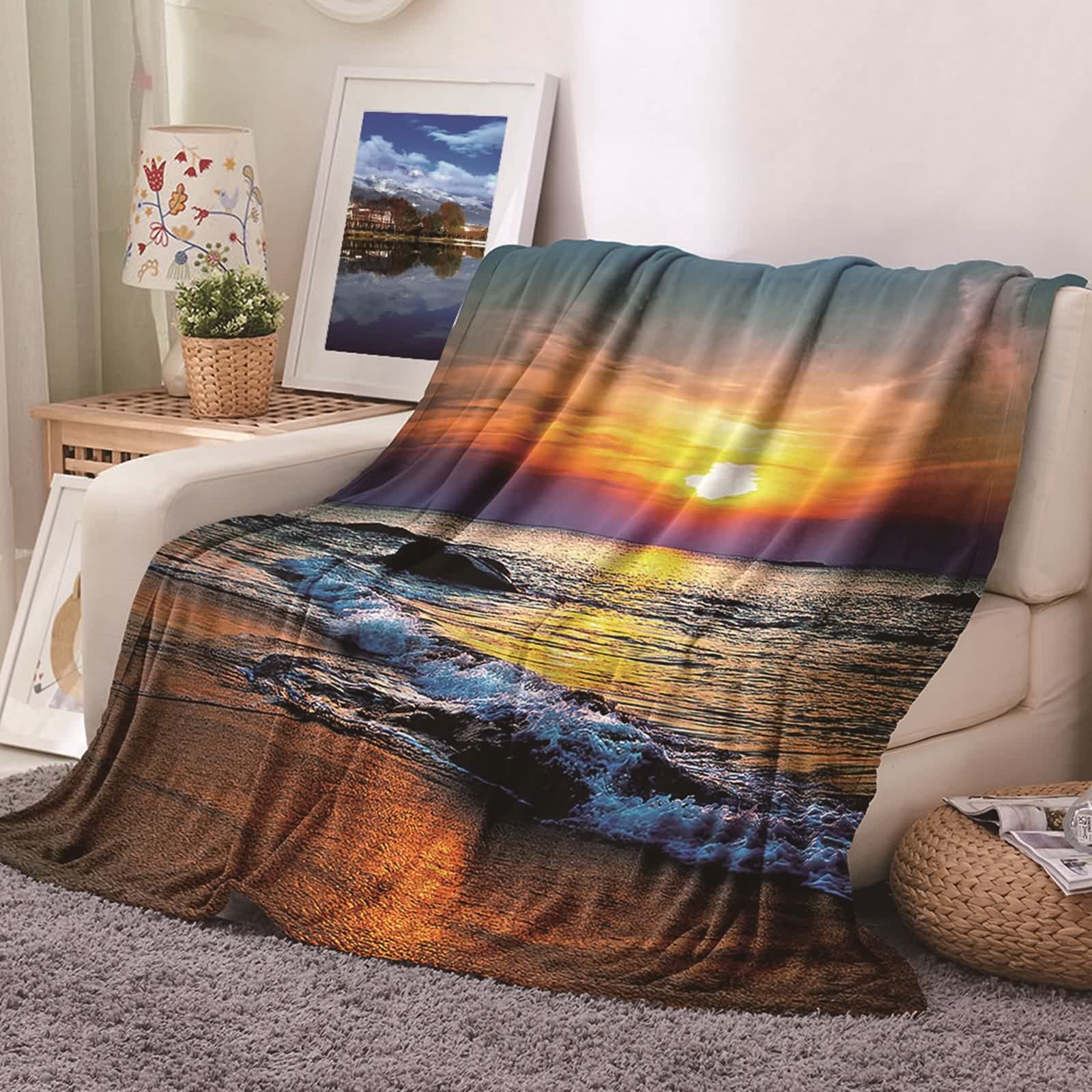 Couverture polaire en flannel KnSam au design artistique chic