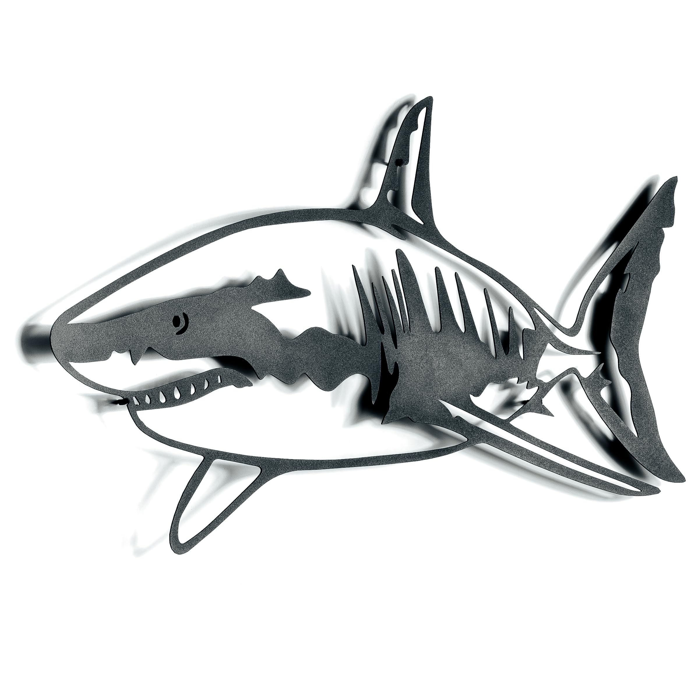 keluly Metal Decoration Floating Wall Sculpture with Shadows Steel (Shark, 43 x 31 cm.), 43L x 31W cm - Image 4