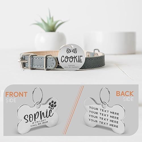 Miniatura 4 de Placa de identificación de perro grabada de acero inoxidable, 5 formas y 4 colores, grabada en ambos lados, presonalizada con 10 iconos opcionales,