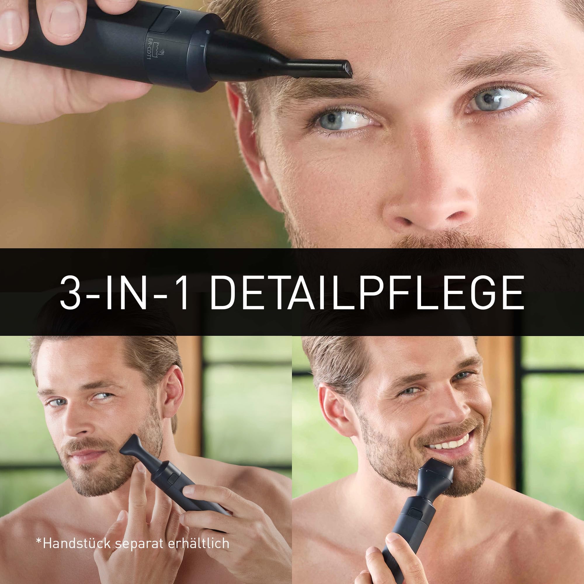 Panasonic ER-CDT1-A301 MULTISHAPE Aufsatz, Detail-Rasier-/Trimmkopf-Aufsatzset, Augenbrauen- & Bartschneider, Detail-Rasierer, Schwarz