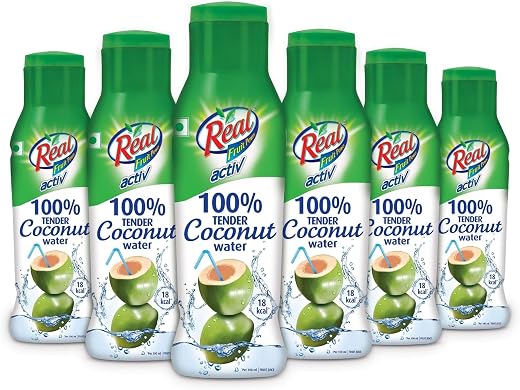 DABUR Real Activ 100% Tender Coconut Water – No Added Sugars – 200ml (Pack of 6)