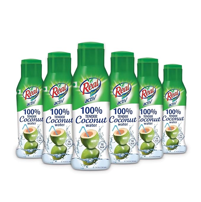 DABUR Real Activ 100% Tender Coconut Water – No Added Sugars – 200ml (Pack of 6)