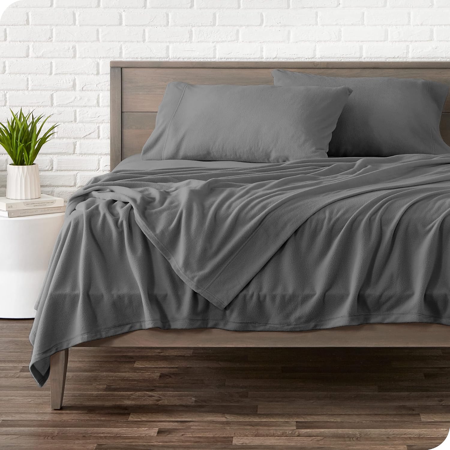 Bare Home Super Soft Fleece Sheet Set - Full Size - Extra Plush Polar Fleece, No-Pilling Bed Sheets - All Season Cozy Warmth (Full, Grey)