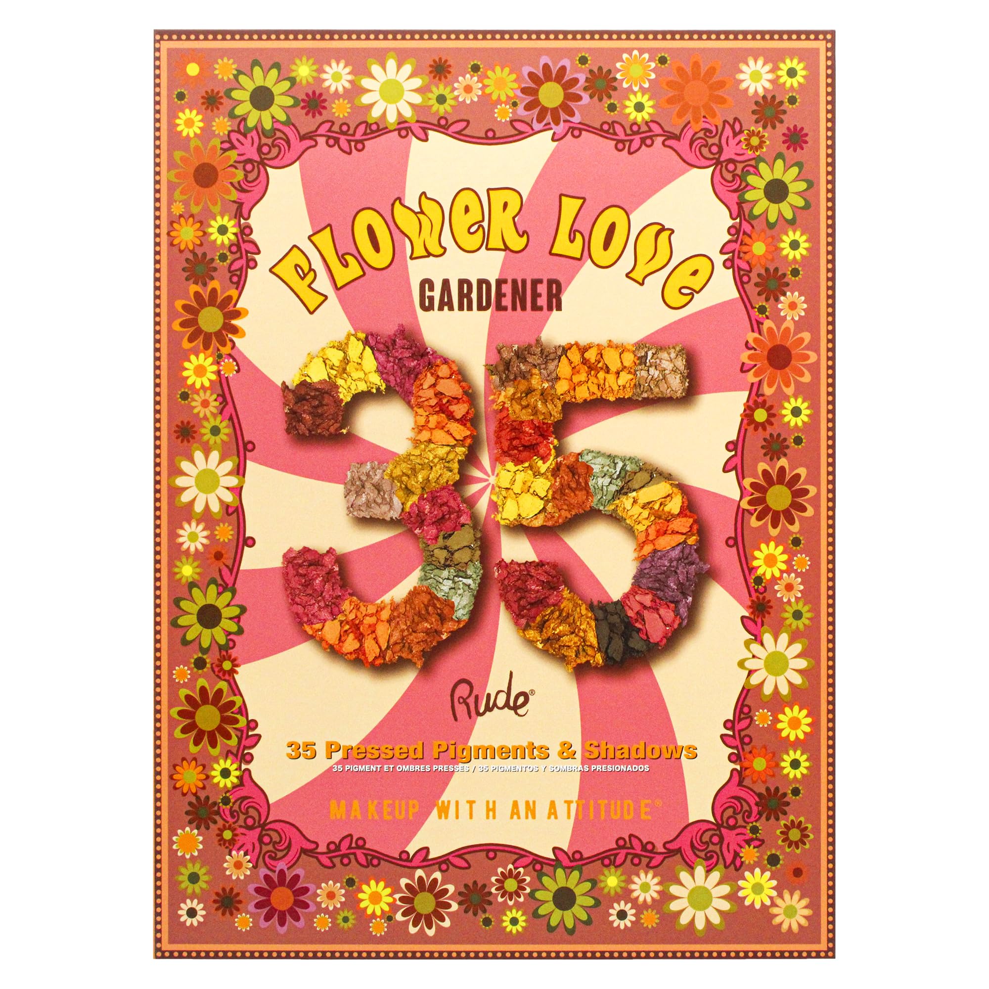 Flower Love 35 Paletas de sombras de ojos - Jardinera de Rude Cosmetics para mujeres - Sombra de ojos de 1,34 oz