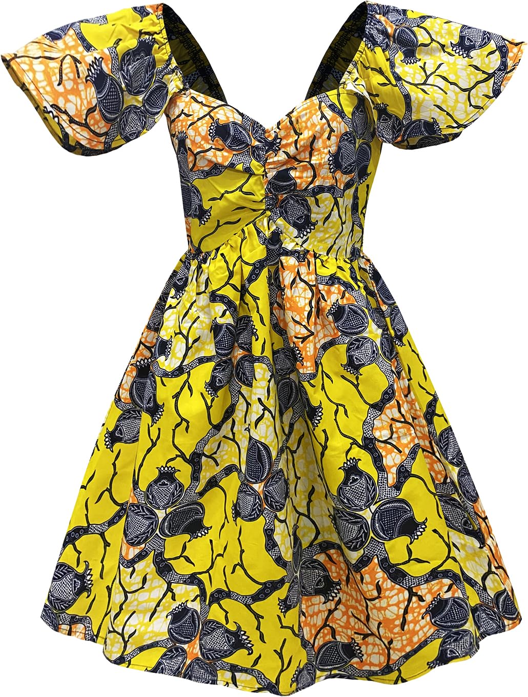 African Print Dress Ankara Wax Short Sleeve Dresses