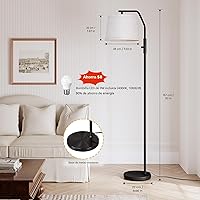 Vista 4 de SUNMORY Lámparas de pie para sala de estar, bombilla de 9 W incluida, lámpara alta para dormitorio con cabezal ajustable, lámpara de pie moderna