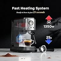 Vista 5 de Espresso Coffee Machine, 20 Bar Espresso Maker with Milk Frother, Hot Espresso & Cold Brew, 50 oz Water Tank, Visible Pressure Gauge, Compact Design